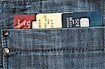 Credit cards in jeans back pocket