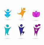 Set of yoga icons - isolated on white. Vector.