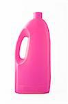 pink bottle, cleaning product on white background