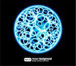 Eps10 bright effects round blue background. Modern light effect. Shining circle backdrop.