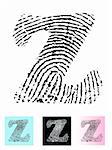 Fingerprint Alphabet Letter Z (Highly detailed Letter - transparent so can be overlaid onto other graphics)