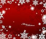 Christmas red background with snow flakes.