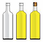 Illustration of set of different bottles on a white background