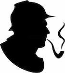 the vector silhouette pipe smoker (eps file)