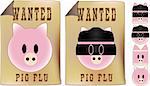 Swine Flu Wanted Sign with set of pig faces.