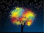 Abstract colorful midnight tree. With copy space .EPS 8 vector file included