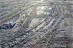 Tire tracks in snow