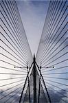 Modern architecture of abstract bridge building of silhouette.