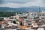 High Angle View on Linz, the Capital City of Upper Austria