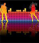 Sexy couple dancing on a rainbow background