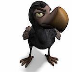 very funny toon Dodo-bird. 3D rendering with clipping path and shadow over white