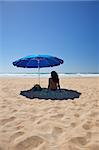 parasol at Conil Beach in Cadiz Andalusia Spain