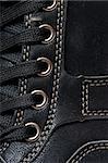 man's new black shoes, closeup
