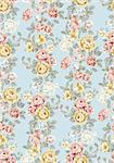 beautiful Rose bouquet design Seamless pattern with blue background