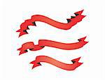 Image of vector illustration of different shape ribbon set of red banners