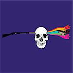 shoot the skull to gun and splatter colorful blood