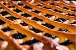 close up of a fresh blueberry pie