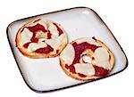 Homemade Pizza Bagel Isolated on White with a Clipping Path.
