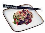 Mushroom Rice Risotto Meal with Decorative Chopsticks.