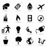 Eco and environment icons in black