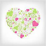 Greeting Heart Shape, Isolated On Grey Background, Vector Illustration