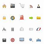 Internet, web, e-business and e-commerce icons