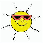 a happy sun with sunglasses