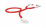 3D rendering of a red stethoscope isolated on white