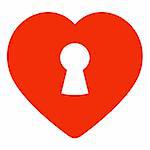Red vector heart with keyhole isolated on white background.