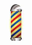 old fashioned barbers pole with red and blue stripes
