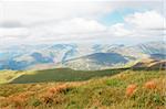 Carpathian summer views, mountain and the plain