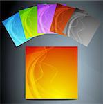Set of six colourful wavy posters. Eps 10 vector illustration