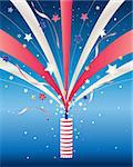 an illustration of a fourth of july firework with stars stripes in red white and blue