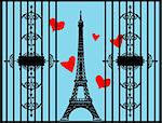 Love Paris vector eiffel tower in retro vintage style ad poster card