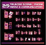 Telecom, media and communication icons. vector Icons for Web Applications. Phone for  Business, Office, Internet, School and Education.