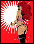 Lingerie card popart retro style Sexy beautiful woman