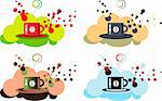 Illustration of coffee cup isolated in white background. Emblem, sticker, icons