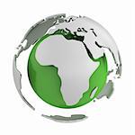 Abstract green globe, Africa part isolated on white background