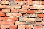 Obsolete old brick wall
