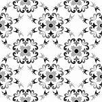 black and white seamless floral pattern, vector art illustration