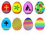 Colorful Easter eggs isolated in white background, vector illustration