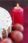 Easter cake and by the painted eggs
