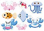 Cute cartoon design elements set - fish