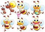 Cute cartoon design elements set - bee