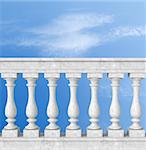 stone white  balustrade with pillar on sky background - the sky is a my photo