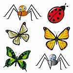 Collection of beautiful isolated insects. Vector illustration. Vector art in Adobe illustrator EPS format, compressed in a zip file. The different graphics are all on separate layers so they can easily be moved or edited individually. The document can be scaled to any size without loss of quality.