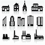 vector set of various buildings