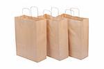 three ecological paper bags, isolated on white