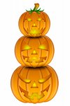 Halloween Stack of Three Carved Pumpkins Illustration