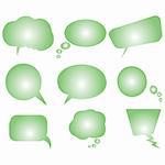 collection of green stylized text bubbles, vector art illustration; more text bubbles in my gallery